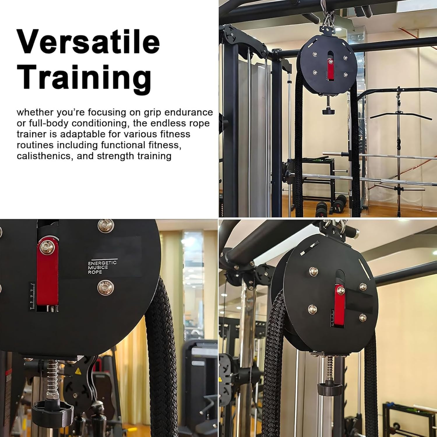 Endless Rope Trainer - Suspeon Adjustable Pulley Cable Machine for Home Gym, Ideal for Grip Strength, Arms, Back, and Body Coordination Workouts