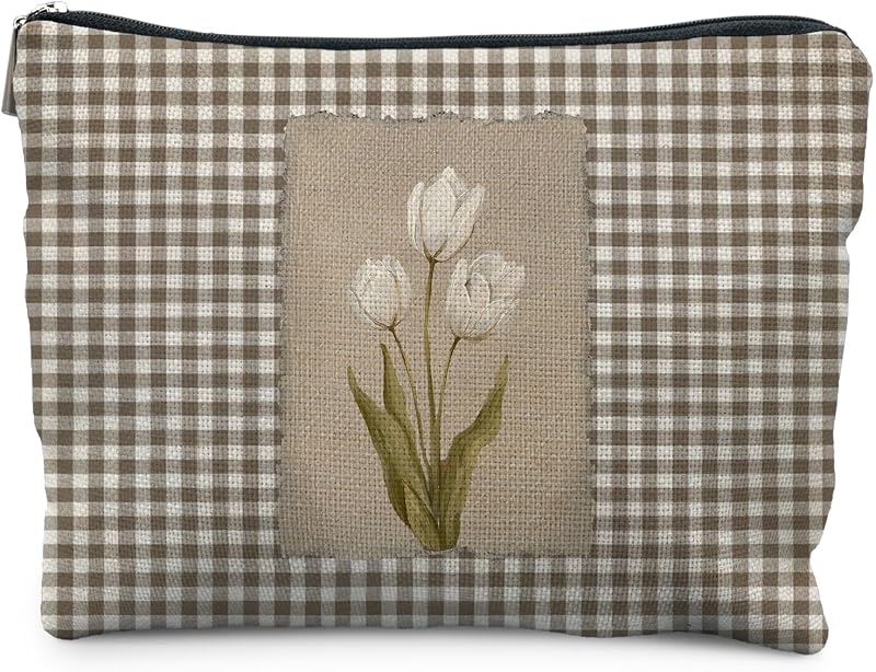 Necessaire de maquiagem PQKIY floral com zíper, modelo 257, 1 unidade