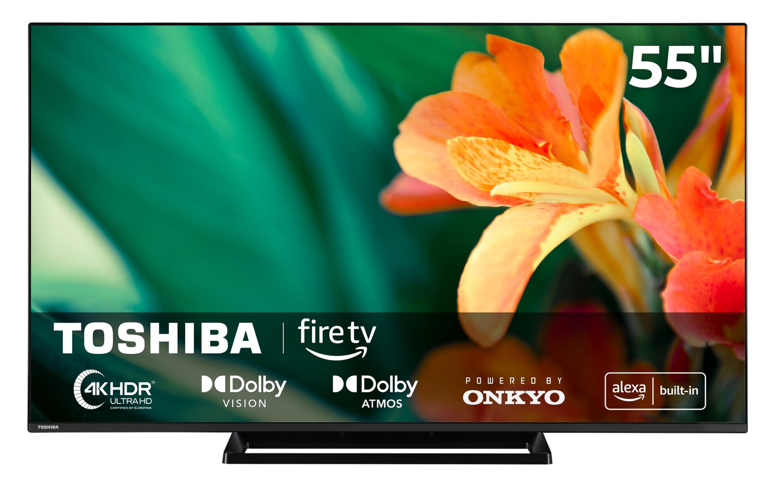 Toshiba Fernseher 55 Zoll Smart TV Fire TV 4K UHD Fernseher Dolby Vision HDR & Dolby Atmos, Sound by Onkyo, Triple-Tuner, LED TV 55UF3F63DAR (2026)