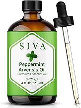 Siva Peppermint Arvensis Essential Oil - 4 Fl Oz – 100% Natural Peppermint Arvensis Oil - for Diffuser, Face, Skin Care, Aromatherapy, Hair Care, Scalp and Body Massage - with Dropper