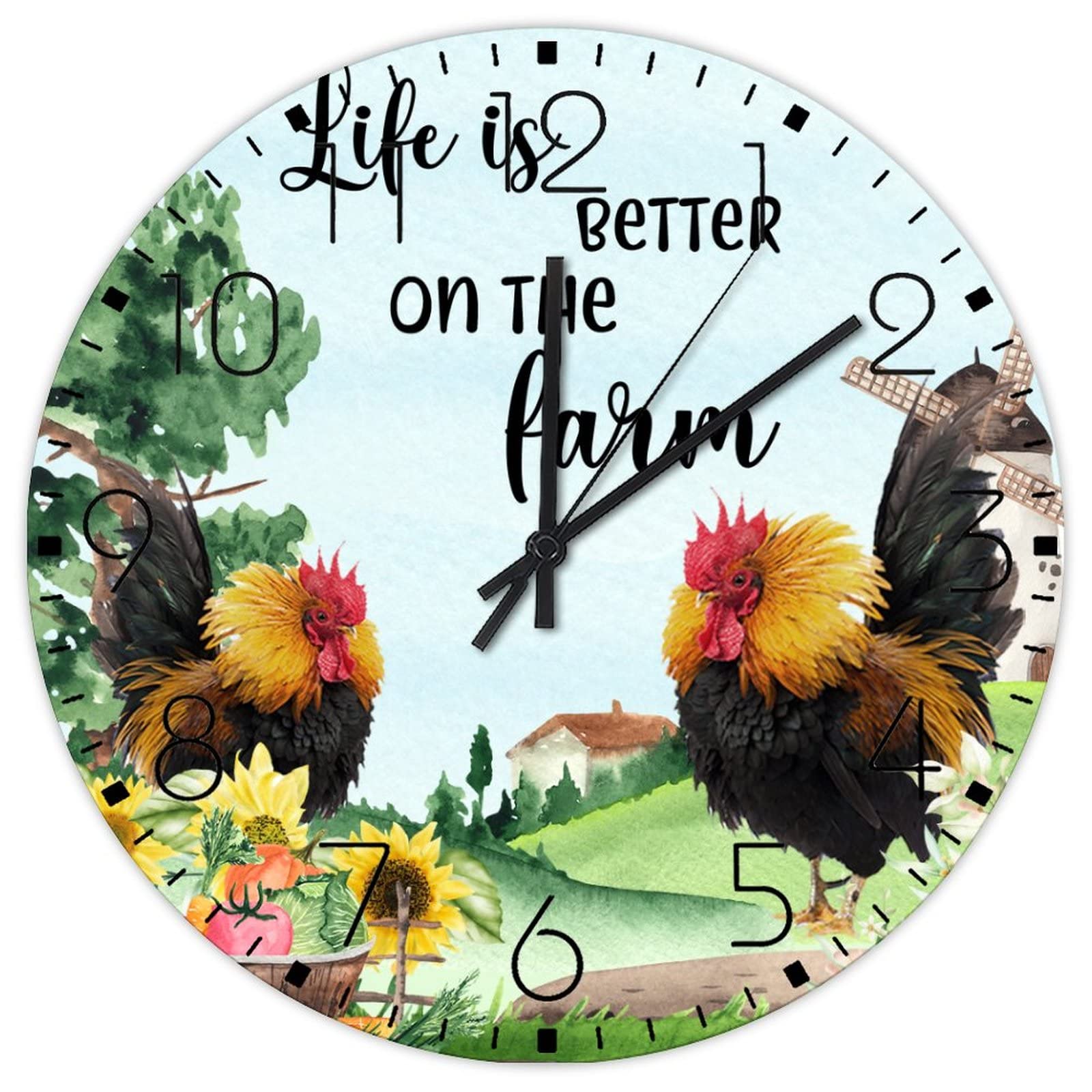 Horloge Life Is Better on The Farm rustique pour déco de loft et cuisine vintage