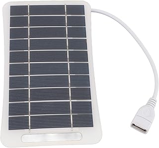 5W Portable Solar Charger for Outdoor Adventures, Lightweight USB Solar Panel for Camping Hiking Travel, Hangable Power Supply for Phones Devices Ideal for Backpack Use (White)