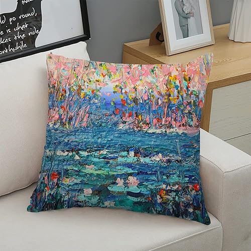 Miniatura 4 de Fundas de almohada cuadradas decorativas Monet, lirios de agua, sofá, cama, fundas de cojín de 18 x 18 pulgadas