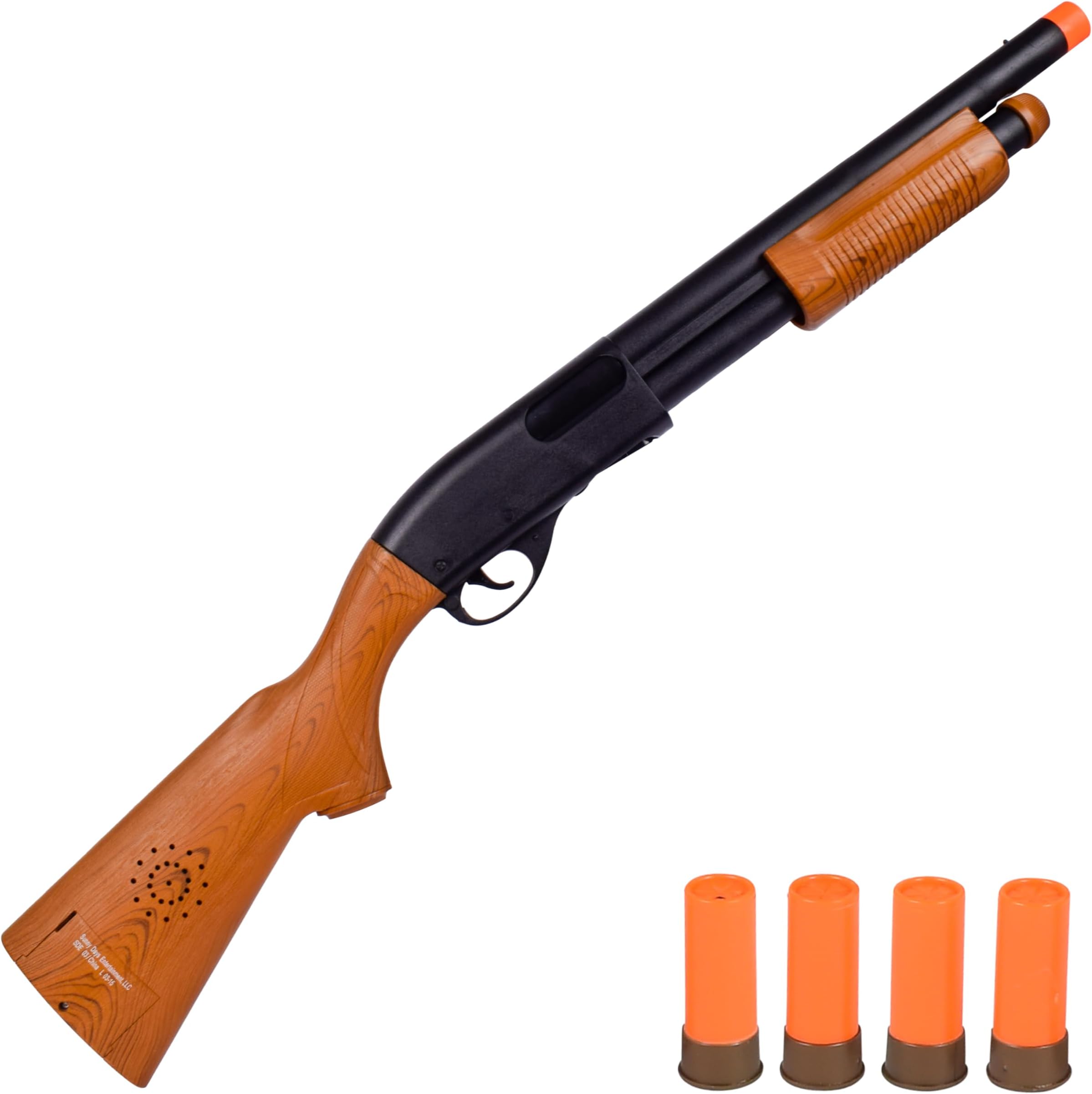 Sunny Days Entertainment Pump Action Blaster – with Realistic Sounds and Ejecting Play Shells | Hunting Role Play Toy | Cowboy Costume for Kids – Maxx Action, Wood Grain