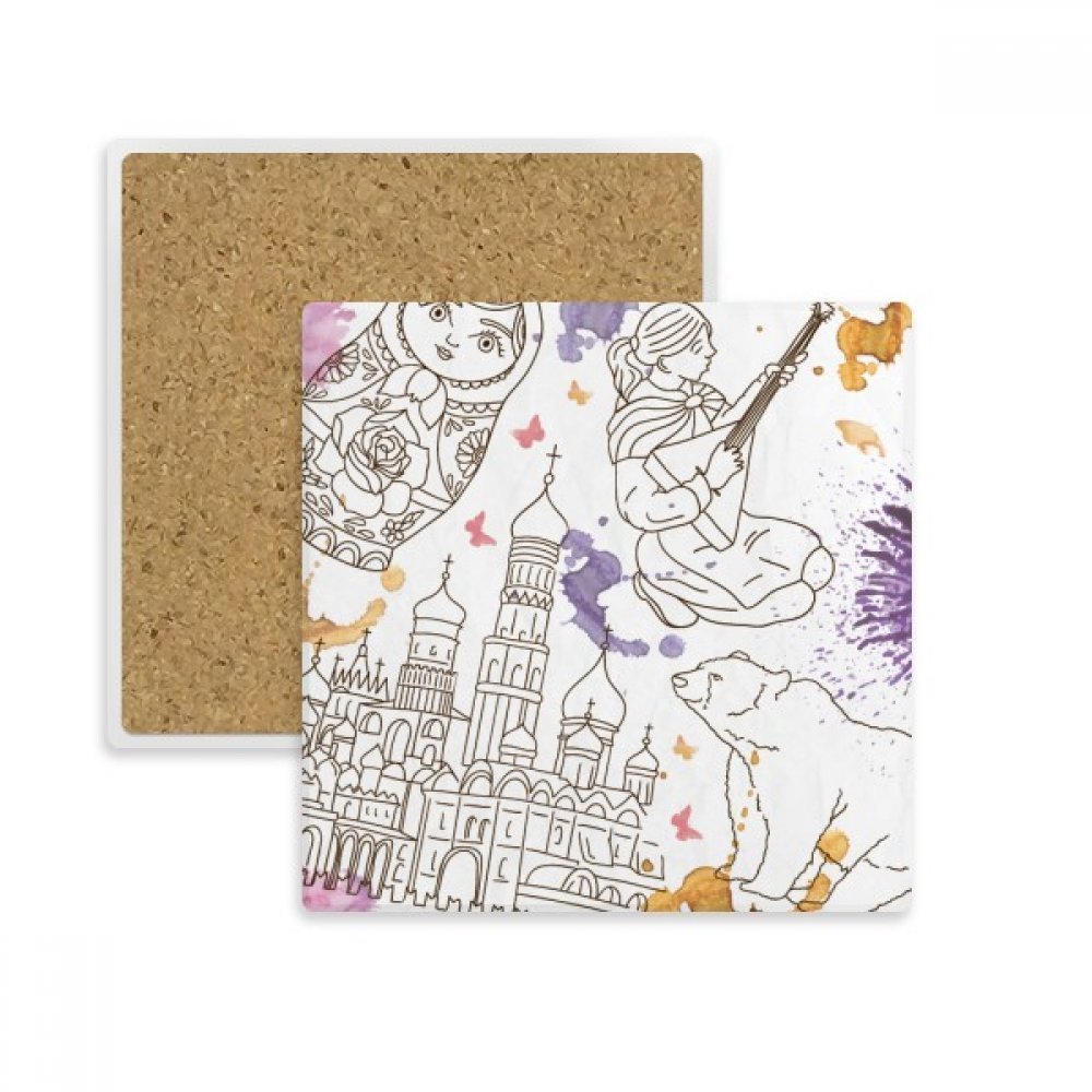 Coaster Russie Ville dessous de verre absorbant en pierre pour tasse et déco
