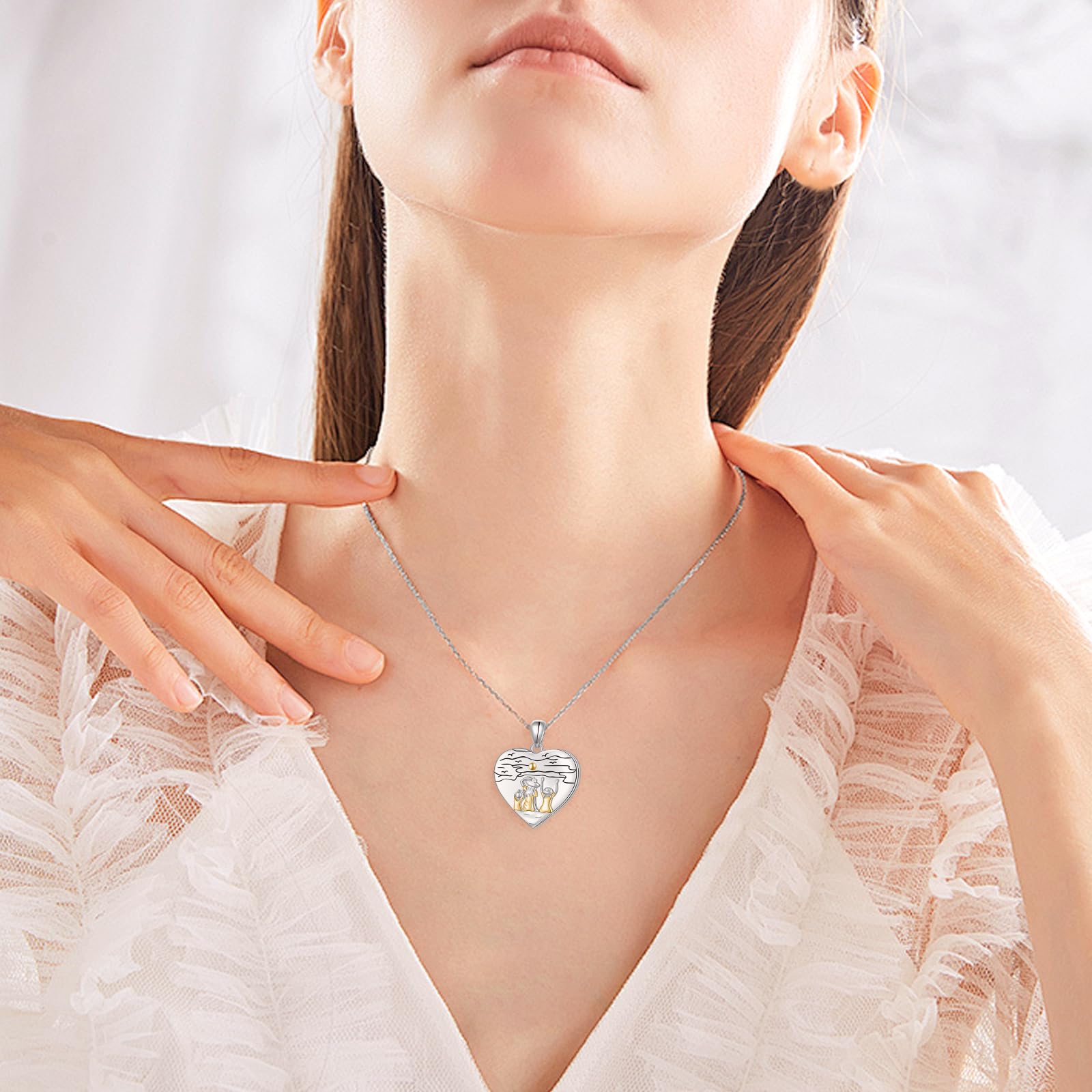 Mutter Tochter Kette für Damen 925 Sterling Silber Liebe Herz Halskette/Foto Medaillon zum Öffnen mit Bild Anhänger Schmuck Geschenke für Mama Kind