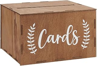 BENECREAT Wooden Wedding Card Box, 10.5x11.5x7 Inch Wooden Card Storage Box with Slot, Rustic Gift Card Box for Wedding Reception Graduation Birthday Party