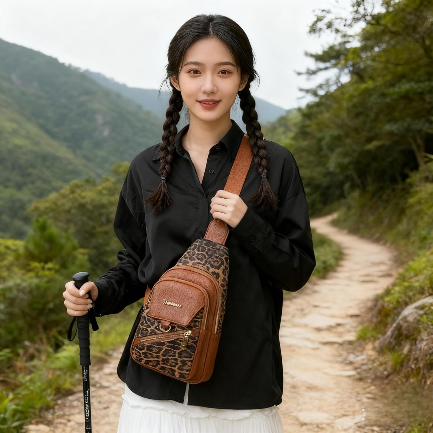 Crossbody Bags for Women Men Trendy Sling Bag Backpack Casual Chest - Water Repellent PU Leather-Inspired Fanny Pack with Multi-Pockets, Adjustable Strap, Ide