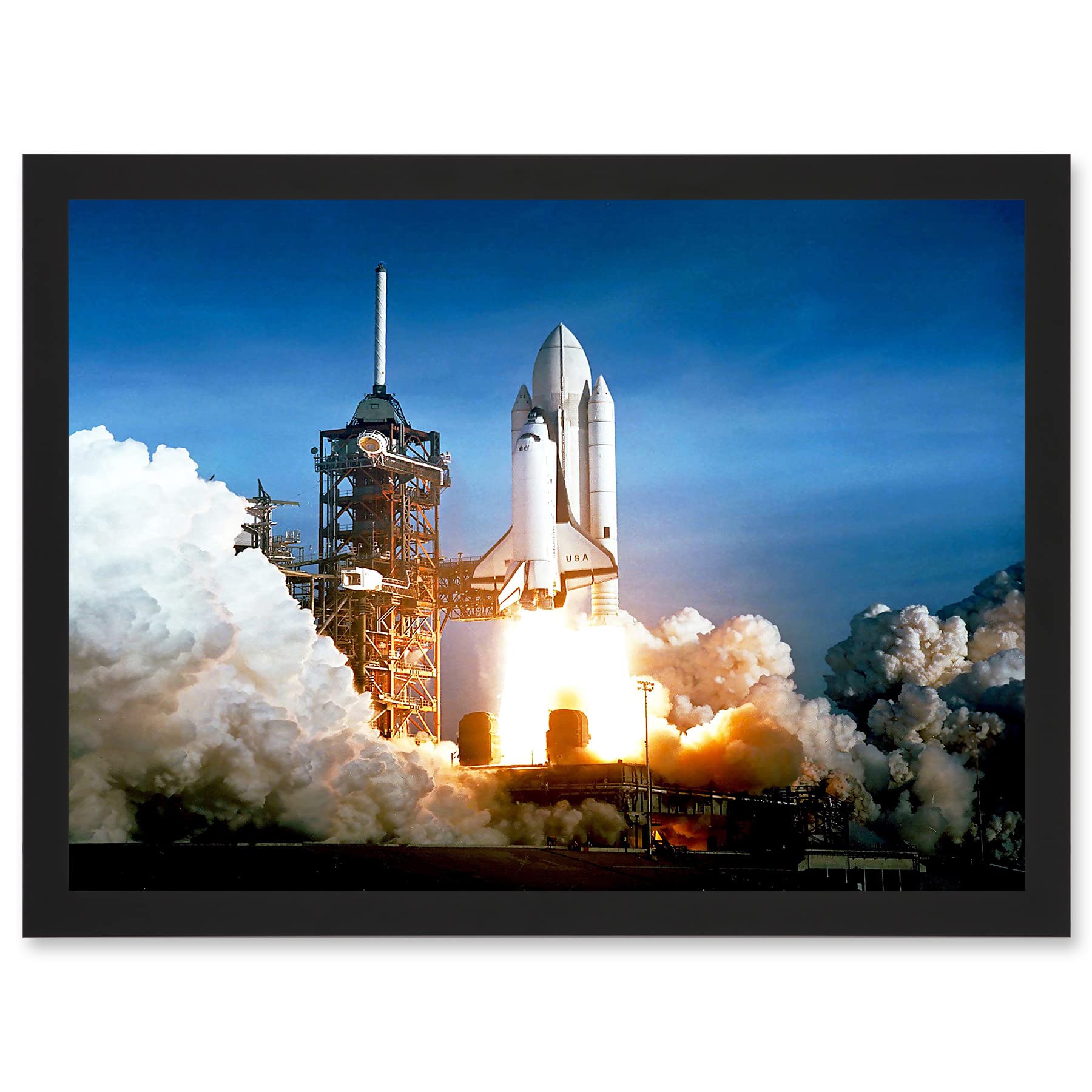 Artery8 Space 1981 Shuttle Launch Number One Columbia NASA Artwork Framed Wall Art Print A4