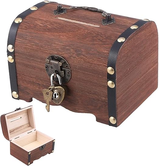 2 Scatoline Tesoro Legno Vintage - Mini Cofanetti Per Gioielli, Design Mappa E Uva, Rosso E Bianco - Foto 9