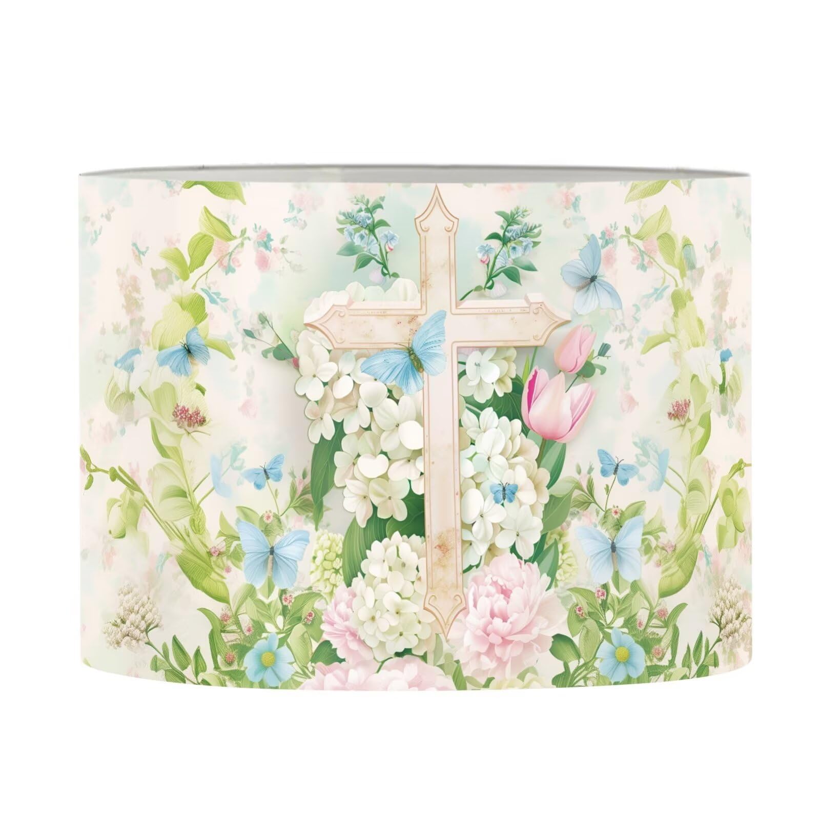 FANCOSAN Floral Cross Drum Lampshade for Bedroom Nightstand Trendy Home Decor Lamp Shade Cover Multiple Sizes, L — image 1