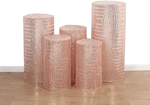 Vista 134 de Efavormart - Juego de 5 fundas de soporte para caja de exhibición cilíndrica de elastano, color negro, fundas elásticas para pilar de pedestal, 160