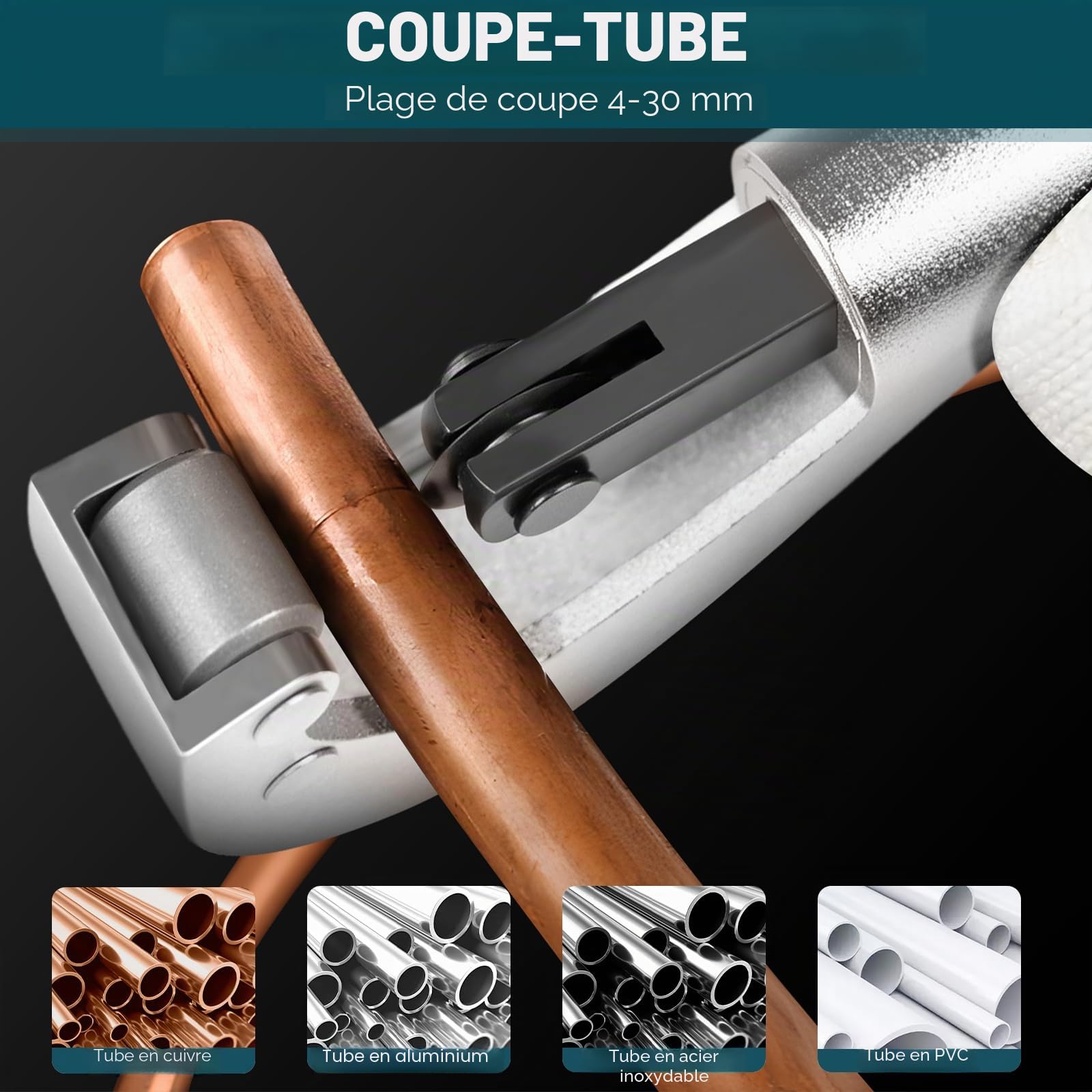 Pince à sertir professionnelle pour tube en cuivre avec contour V et contour TH avec coupe-tube et ébavureur, pince à sertir manuelle, pince à sertir en cuivre, avec V12, V15, V18, V22, V28 et TH16