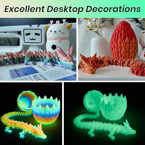 Miniatura 65 de Huevo de dragón impreso en 3D de 15 pulgadas, juguetes de cumpleaños de Navidad, regalo de relleno de calcetines, dragón de cristal articulado