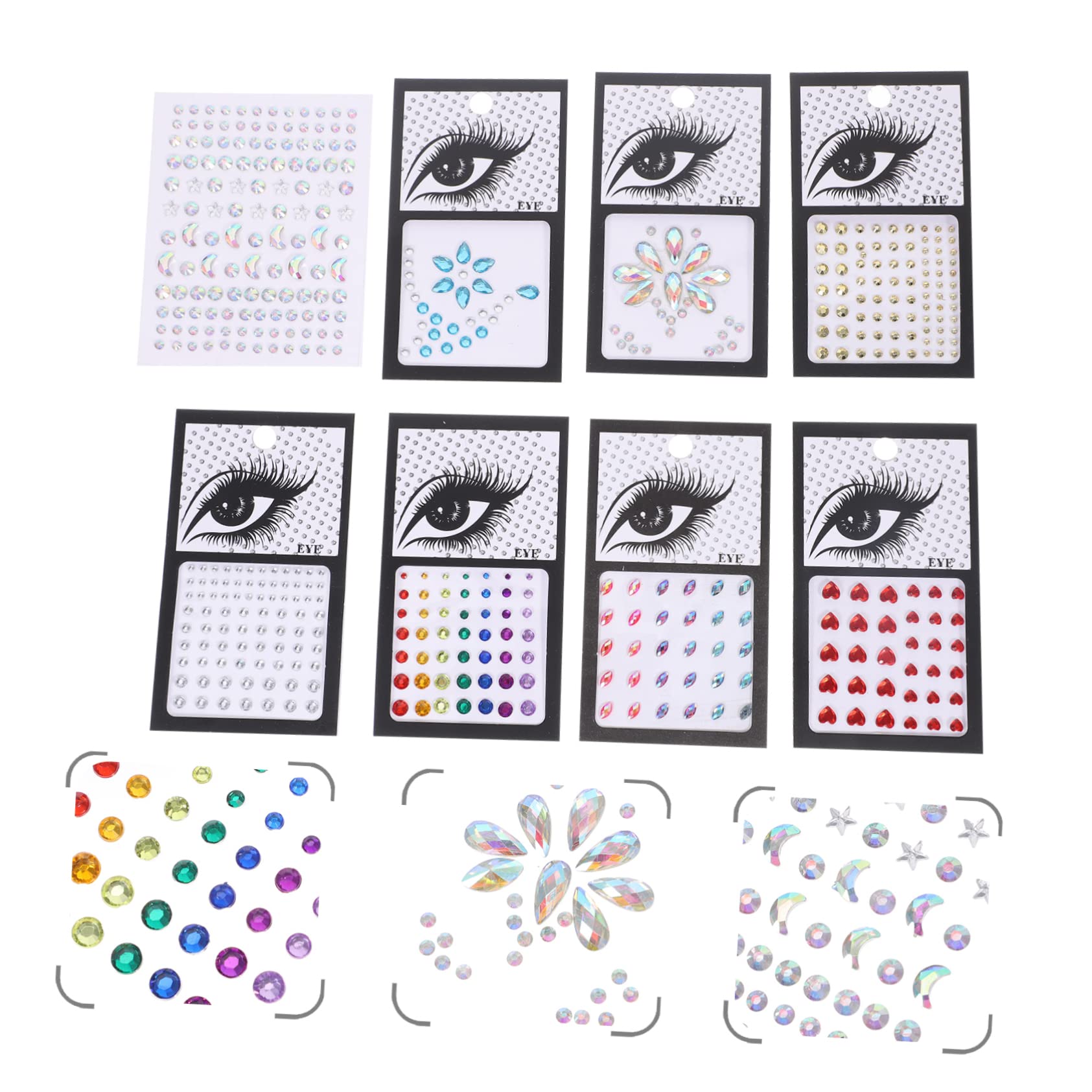 Beavorty 32fogli Gemme Per Viso e Corpo Adesivi Strass Per Makeup Per Festival e Party Facili Da Applicare e Rimuovere Design e Accattivante