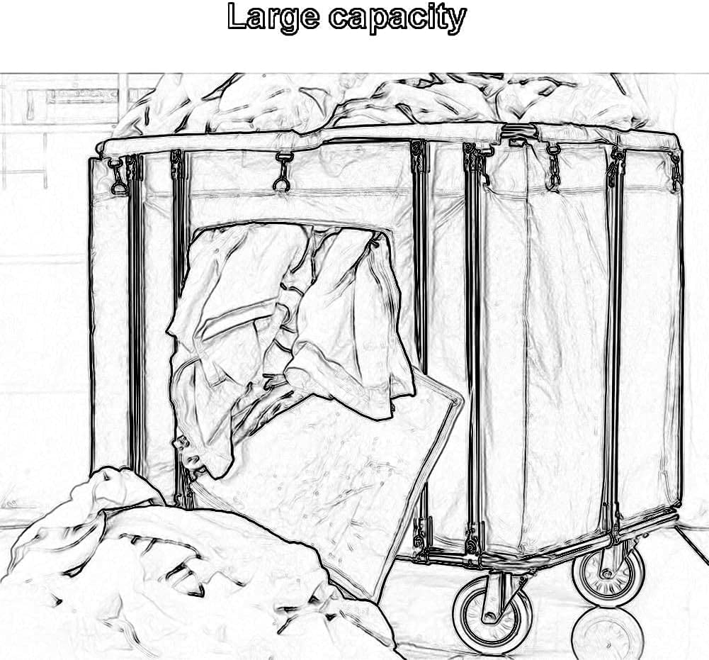 DFEDHF Large Movable Trolleys, Kitchen Storage Hand Trucks, Beige Laundry Cart,Heavy Duty Mobile Laundry Sorter Trolley for Hospitals,Hotel
