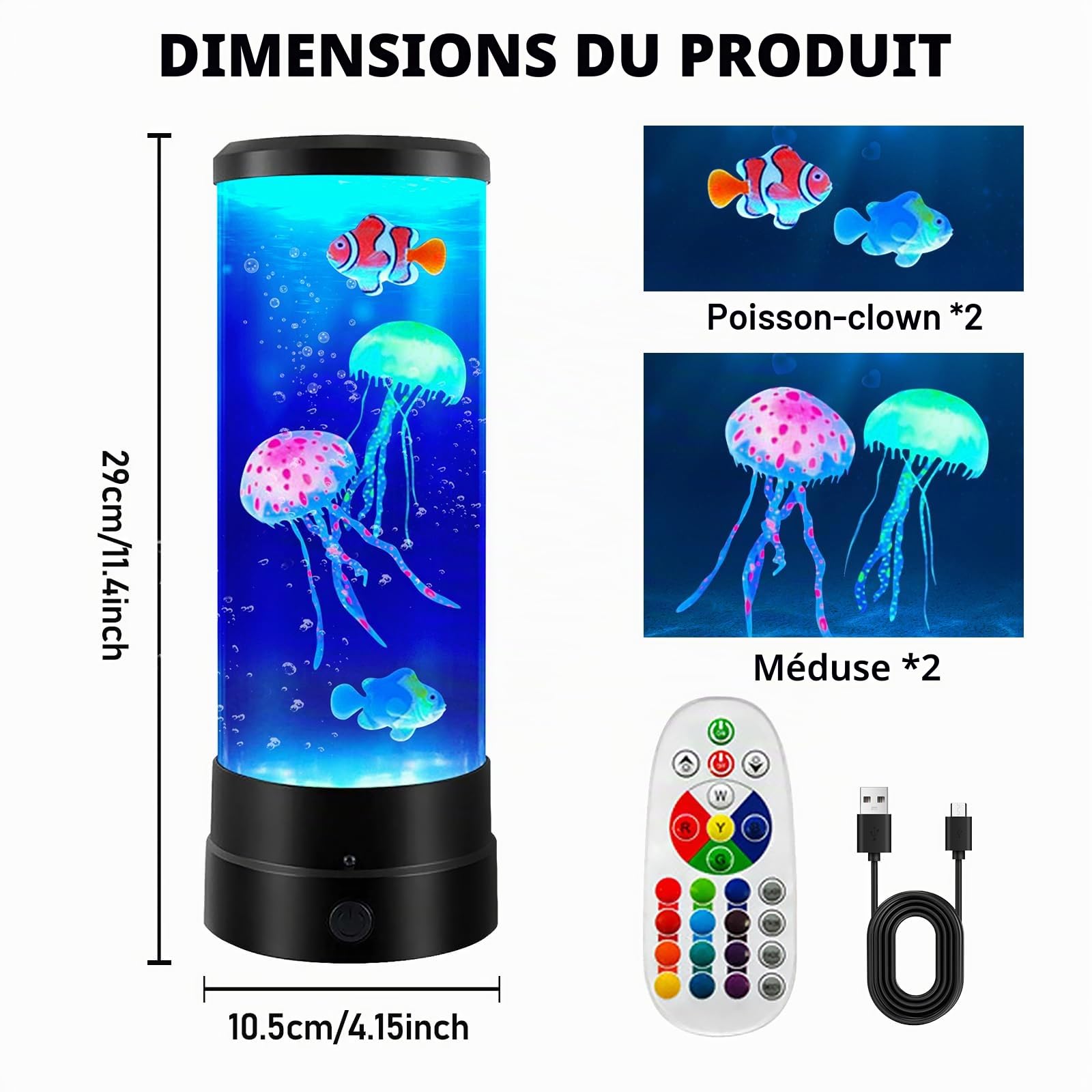 BYZESTY Lampe méduse à lave, lampe à lave, méduses, lampe à lave, lampe à méduses, lampe LED 17 couleurs, lampe d'aquarium pour lumière d'ambiance, veilleuse, décoration de la maison