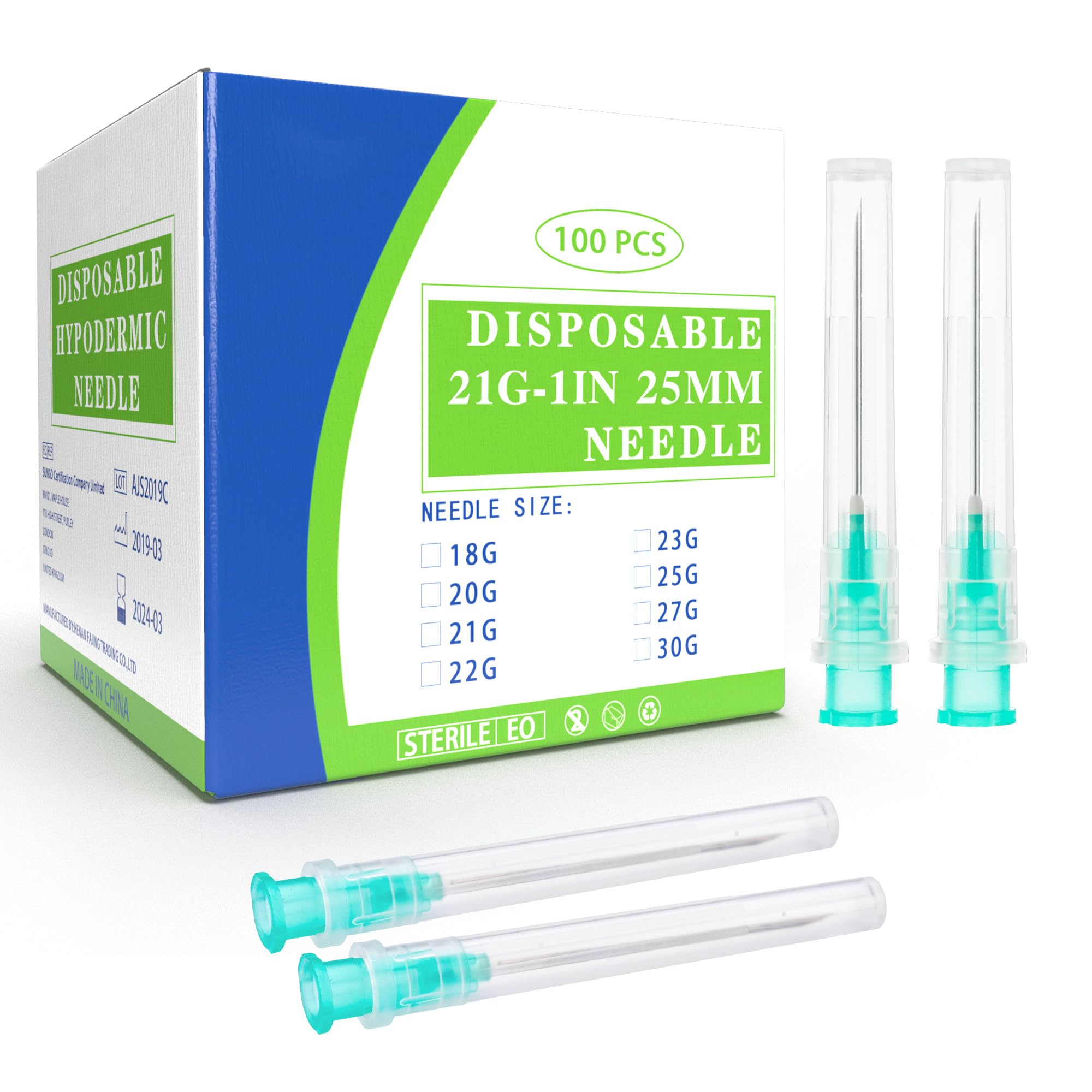 Disposable Needles - 100 Pack Luer Lock -17