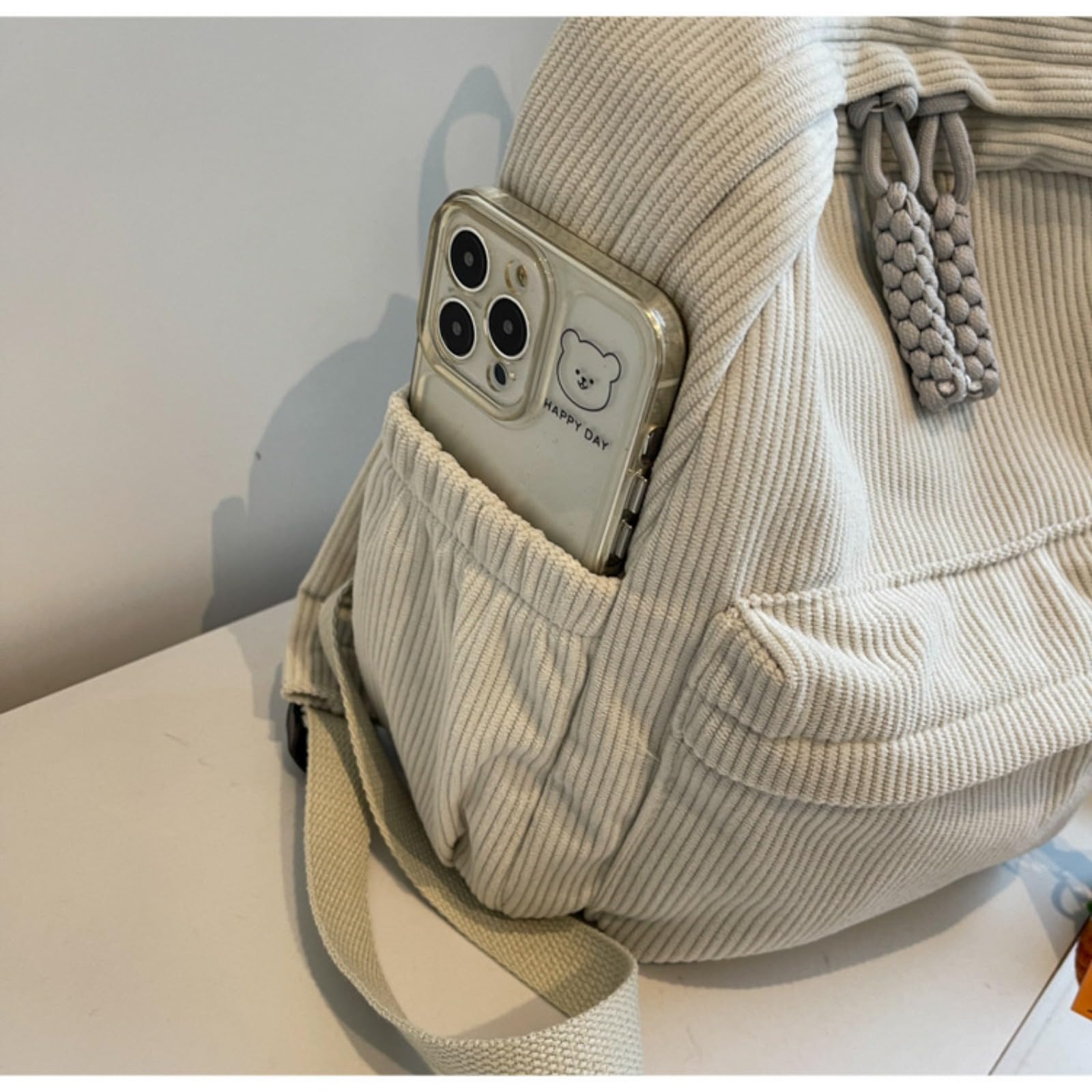 Corduroy Anti Vol Petit Sac à Dos pour Femmes Tracvel Mini Mode Daypack