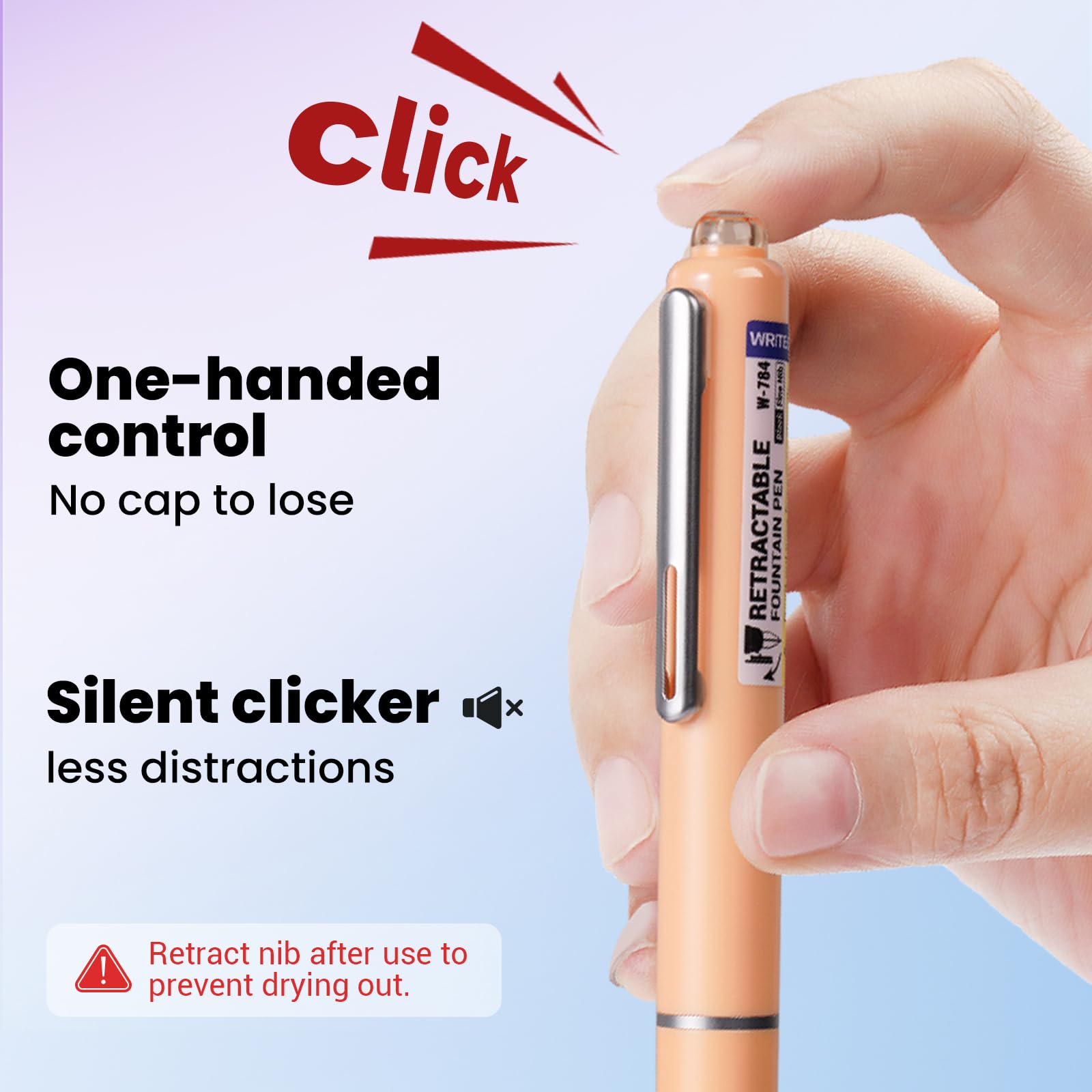 Stylo Plume Rétractable Writech ClicTek - 1 Stylo + 5 Cartouches + Boîte De Rangement