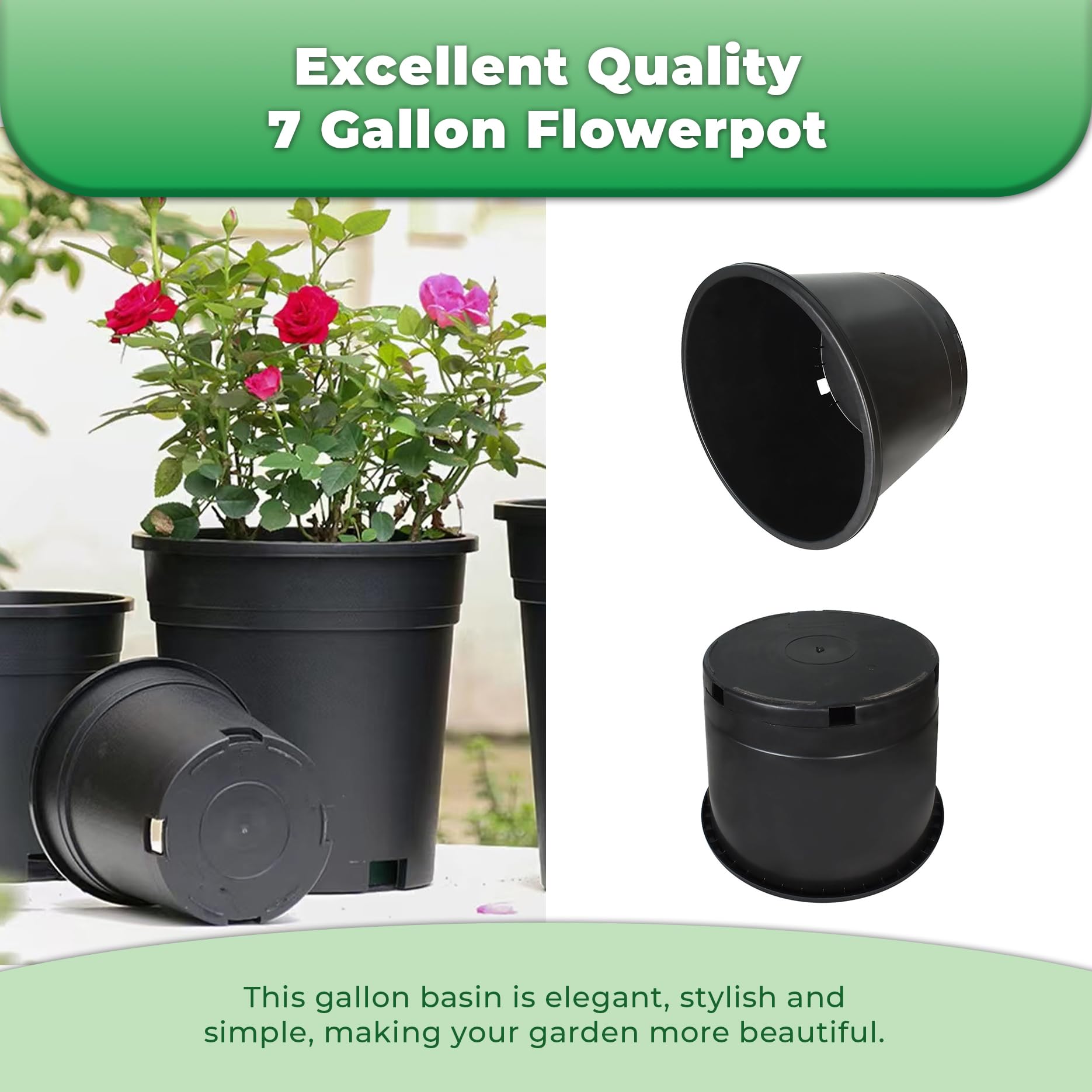 Amazon.com: LiGuVCY Plant Pots Flower Pot 10-Pack 7 Gallon Planter Nursery  Pot Garden Seedling Planters Containers Plastic Injection Molded Pots with  Drainage Holes for Outdoor Indoor Plants Vegetables, Black : Patio, Lawn