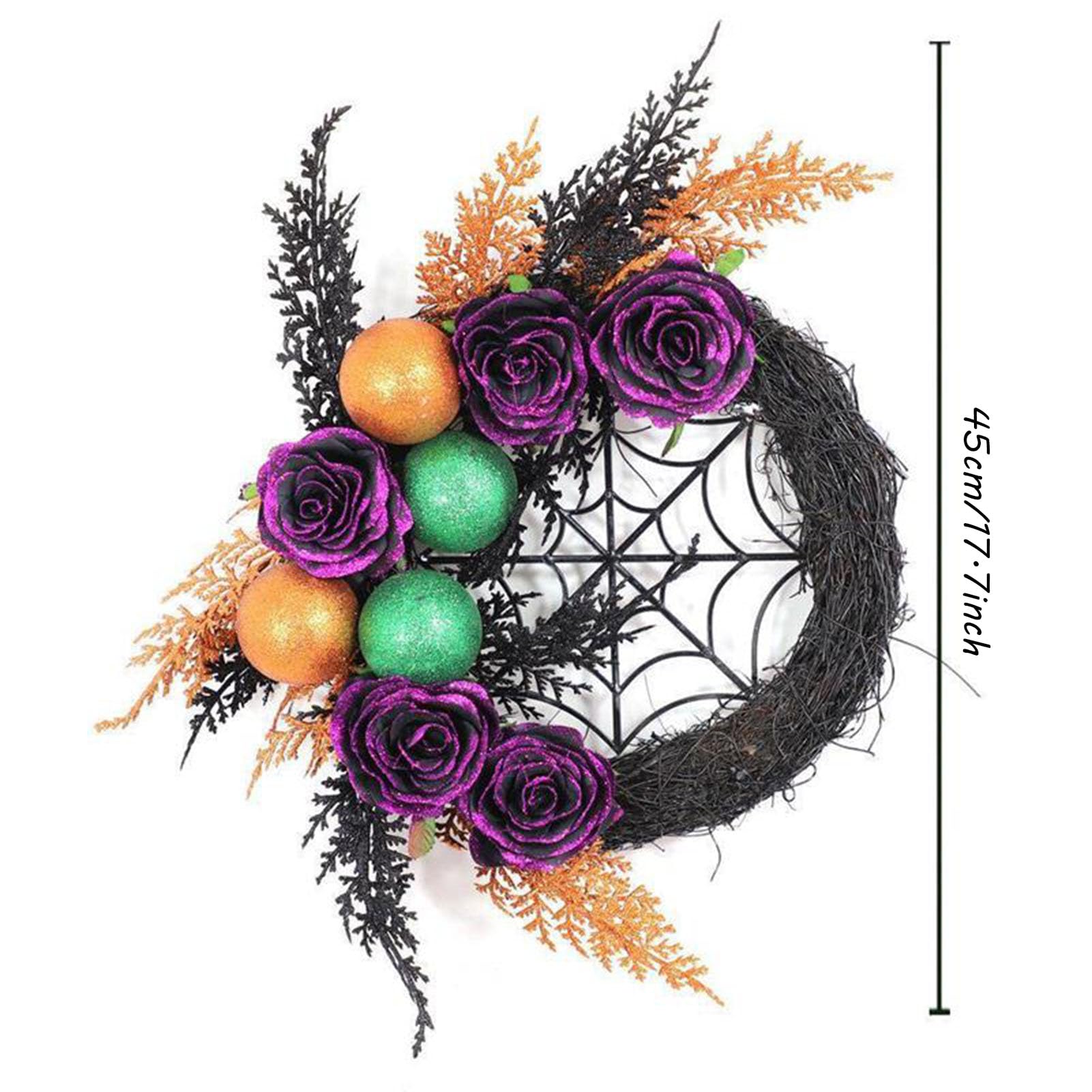 Corona de Halloween, simulación de telaraña, círculo de ratán de Rosa Negra, Colgante Decorativo, Festival de Fantasmas, casa encantada, Vestir, Colgar en la Puerta, Decoraciones de Ambiente Festivo