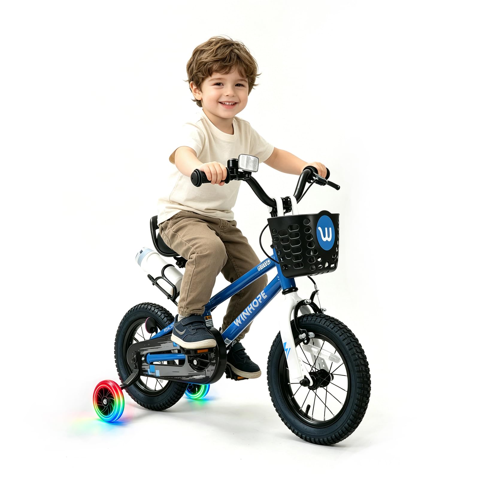 WinHope Hero 12-18'' Kids Bike with Light up Training Wheels for Boys Girls | Dual Brake…