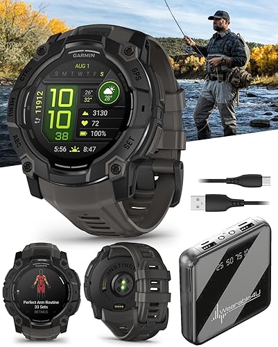 Miniatura 12 de Wearable4U Garmin Instinct 3 45mm, pantalla AMOLED, reloj inteligente GPS resistente para exteriores, bisel reforzado con metal, linterna