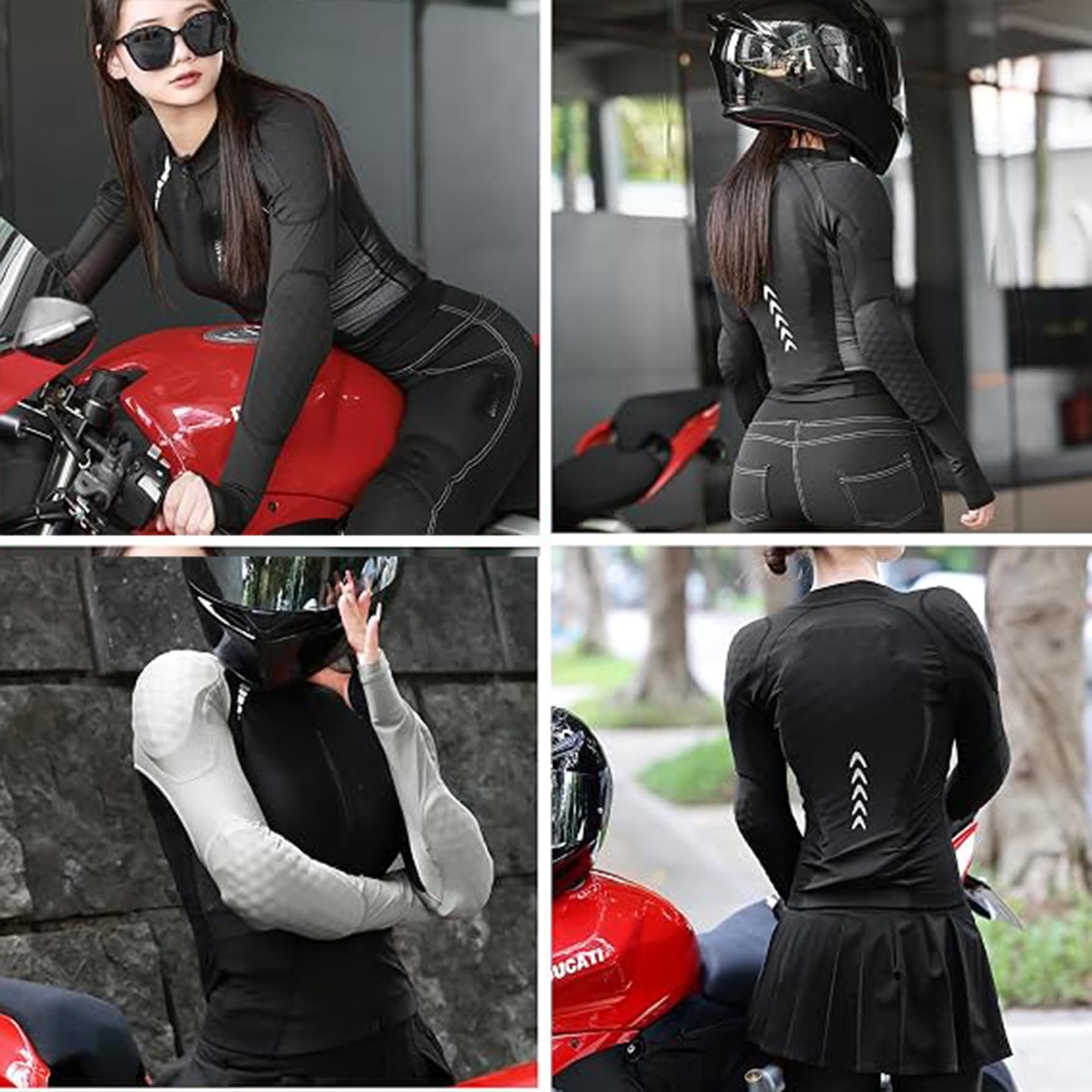 Veste de moto for femmes avec chemise rembourrée blindée certifiée CE | Veste chemise moto en maille avec coussinets arrière,veste protection for équipement vélo Sport d'été(Black,XL)