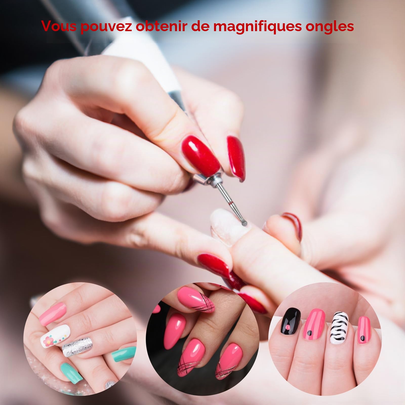 Sibba Lot de 6 Forets À Cuticules en Acier Inoxydable Avec Étui pour Manucure Pédicure Lime À Polir Têtes de Meulage Outils Professionnels en Métal Carbure pour Ongles en Gel Acrylique