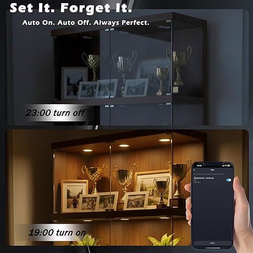 Miniatura 5 de Cefrank Luces de disco inteligentes WiFi (paquete de 6) - Kit de iluminación para debajo del gabinete controlado por Alexa y aplicación, regulable,