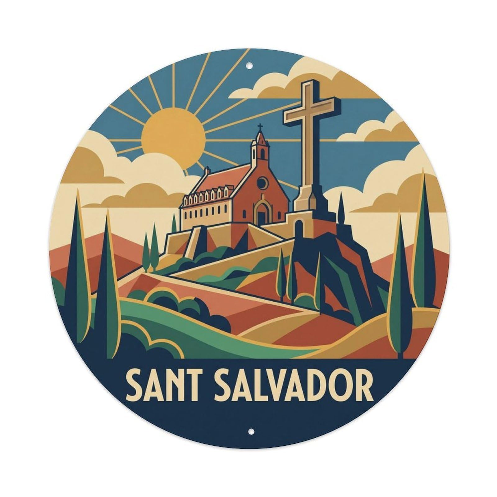 Olhnbad Style Sant Salvador Sanctuary Mallorca Historic Retro Metal Tin Sign