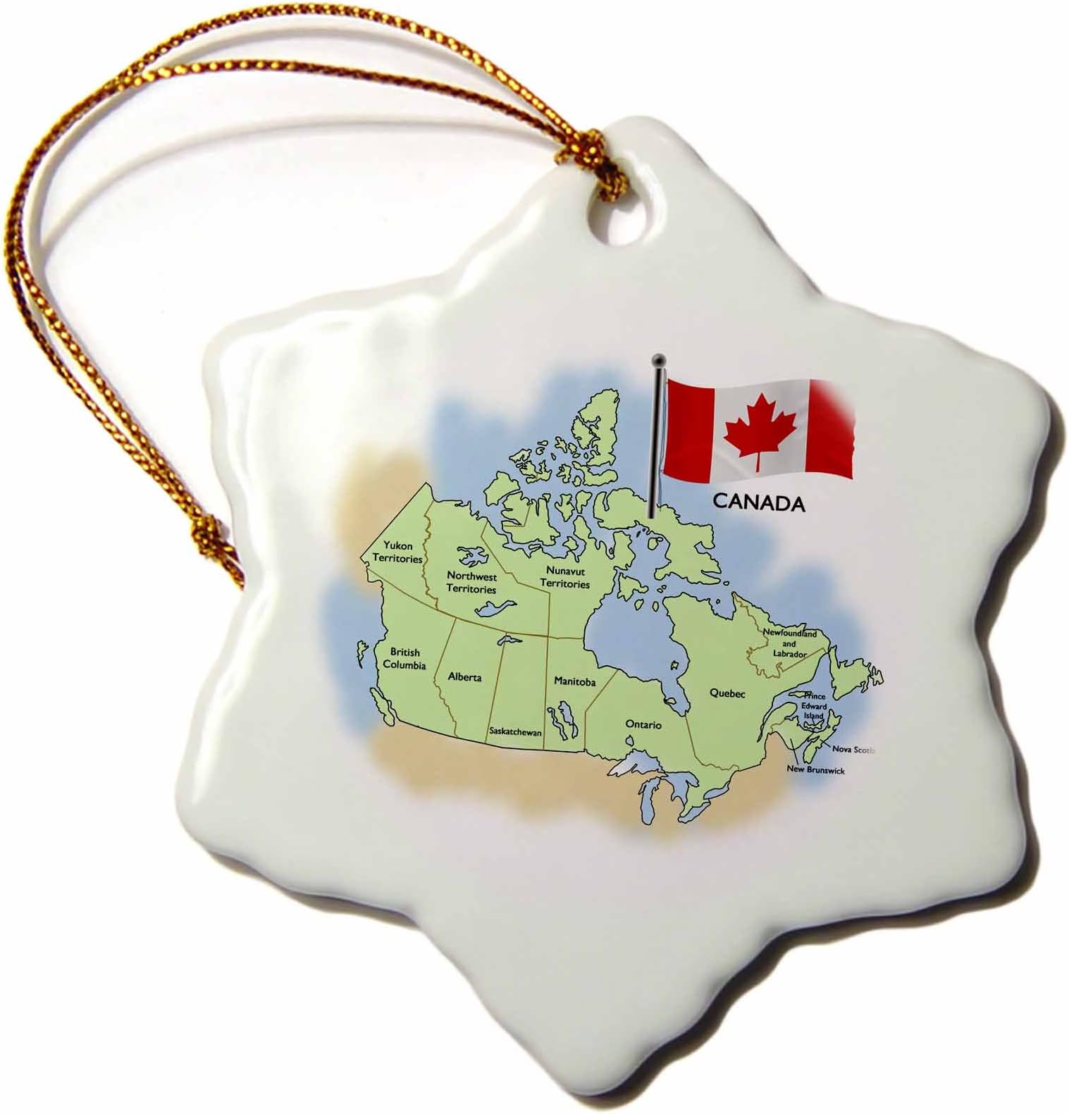 Map and Flag of Canada showing all Provinces and Territories. - Snowflake Ornament, 7.6cm