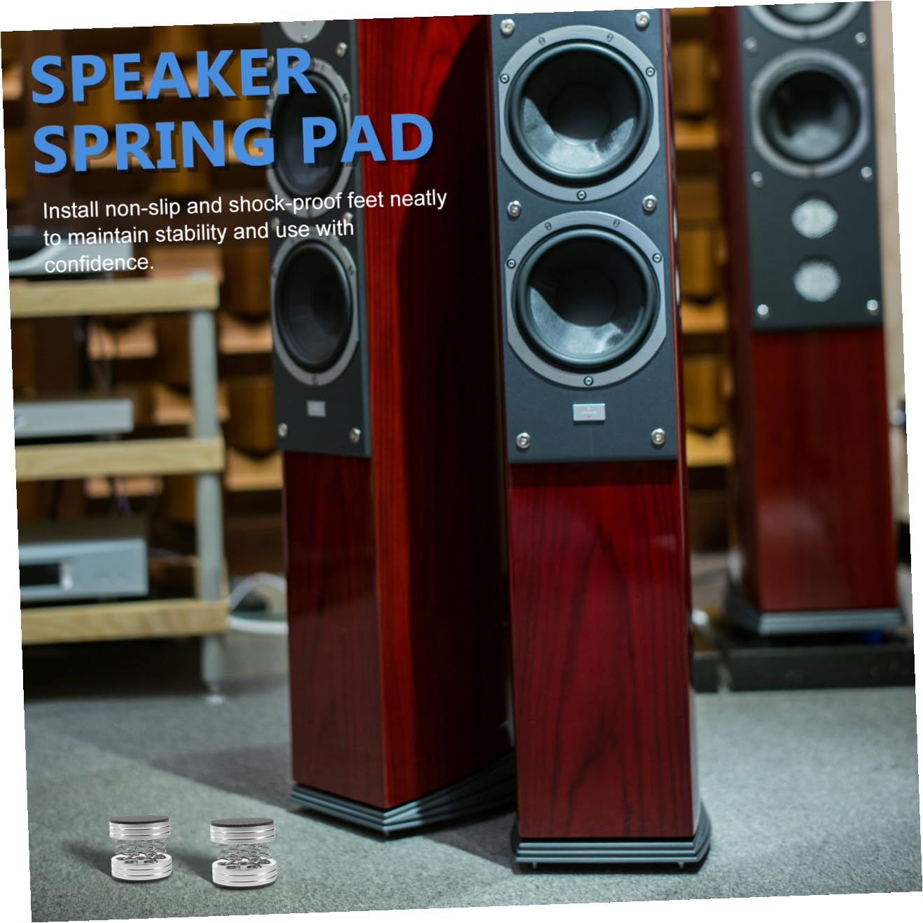 4 pezzi Piedini Isolanti Altoparlanti con Molla Supporto Anti-vibrazione per Subwoofer e Diffusori Protezione Pavimento Piedini Casse Audio Acciaio Inossidabile Facili da