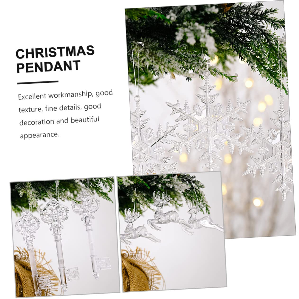 Zerodeko 6 Juegos Colgante De De Nieve Transparente Colgantes Navideños Christmas Tree Decoración Navideña Árbol De Navidad Decoración De Navidad Adorno Exquisito Acrílico 13 Uds * 6