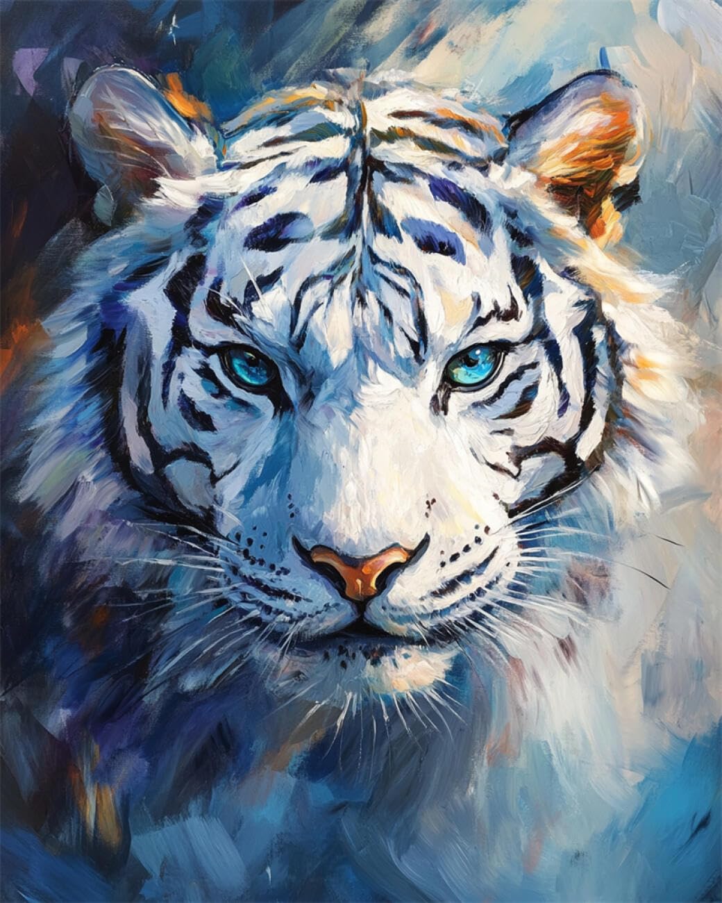 RKFLGEW DIY Bead Embroidery Kit White Tiger Portrait 50x70cm