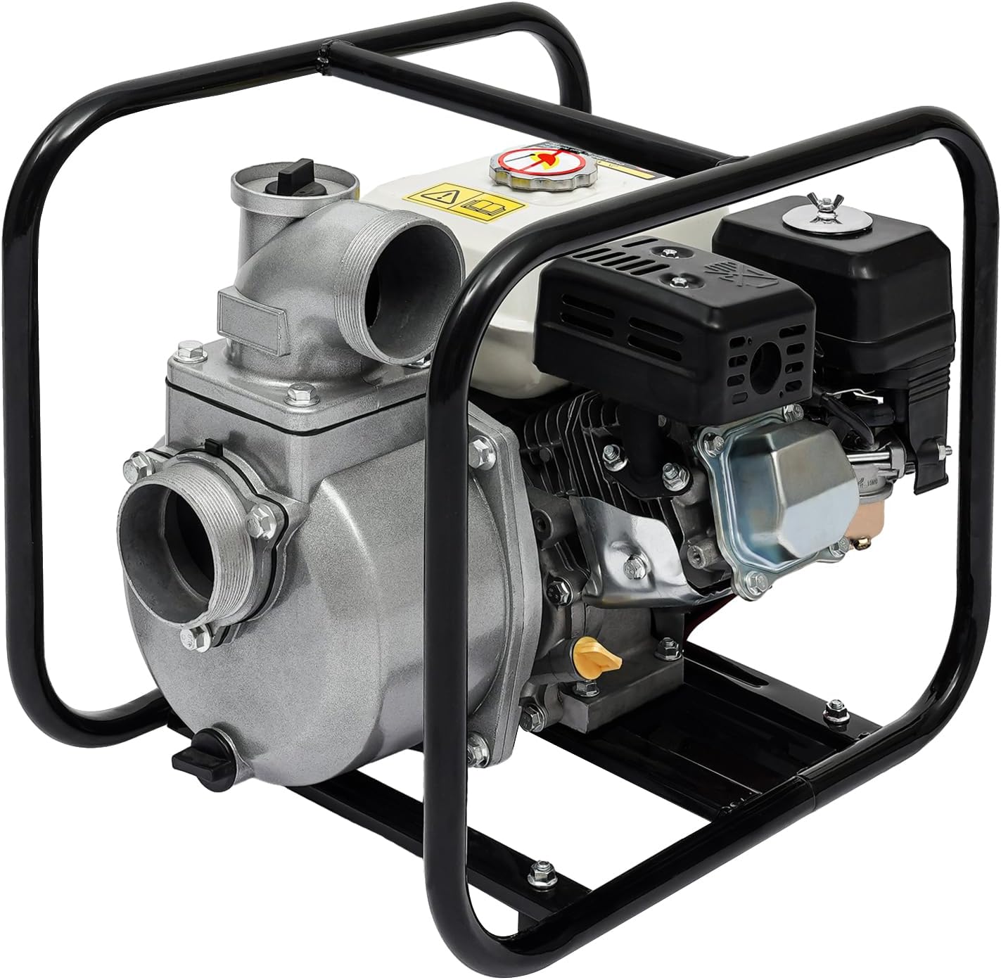 7.5HP 4 Stroke Petrol Water Pump, Industrial Style, Aluminum Alloy, 3 Inch, Gas Powered, Black, Silver, White, Red