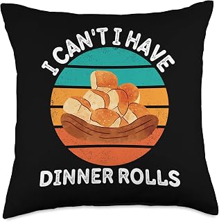 Vintage I Can't I Have Dinner Rolls Food Lover Vintage Lover Retro Dinner Rolls Throw Pillow, 18x18, Multicolor