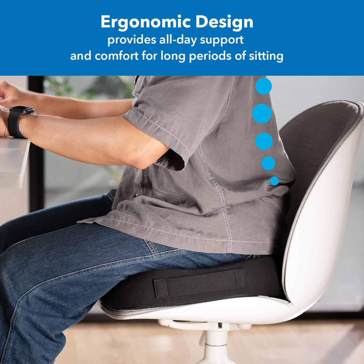 Mount-It! Office Seat Cushion, Premium Comfort Chair Lumbar Support, Memory Foam, Gel Filling, Ergonomic for Car, Desk, Back Hip Butt Tailbone Relief, Sciatica Cushions Washable Cover in Black: 18.5"