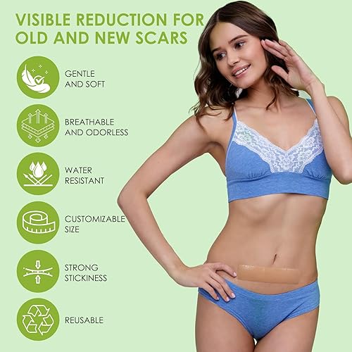 Miniatura 3 de AUSLKA Hojas de silicona para cicatrices (rollo de 1.6 x 120 pulgadas, 9.8 ft), cinta de silicona para cicatrices, tiras de cicatrices, cinta de