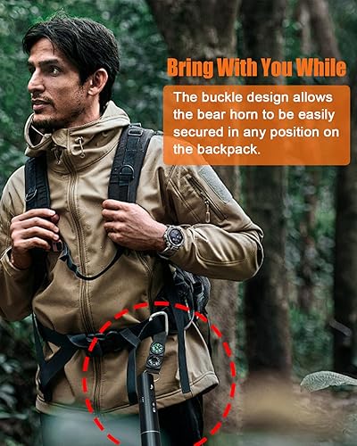 Miniatura 7 de Bocina de aire electrónica de 120 dB con luz, brújula y termómetro, cuerno de oso para asustar a los osos, autodefensa para senderismo, carga USB