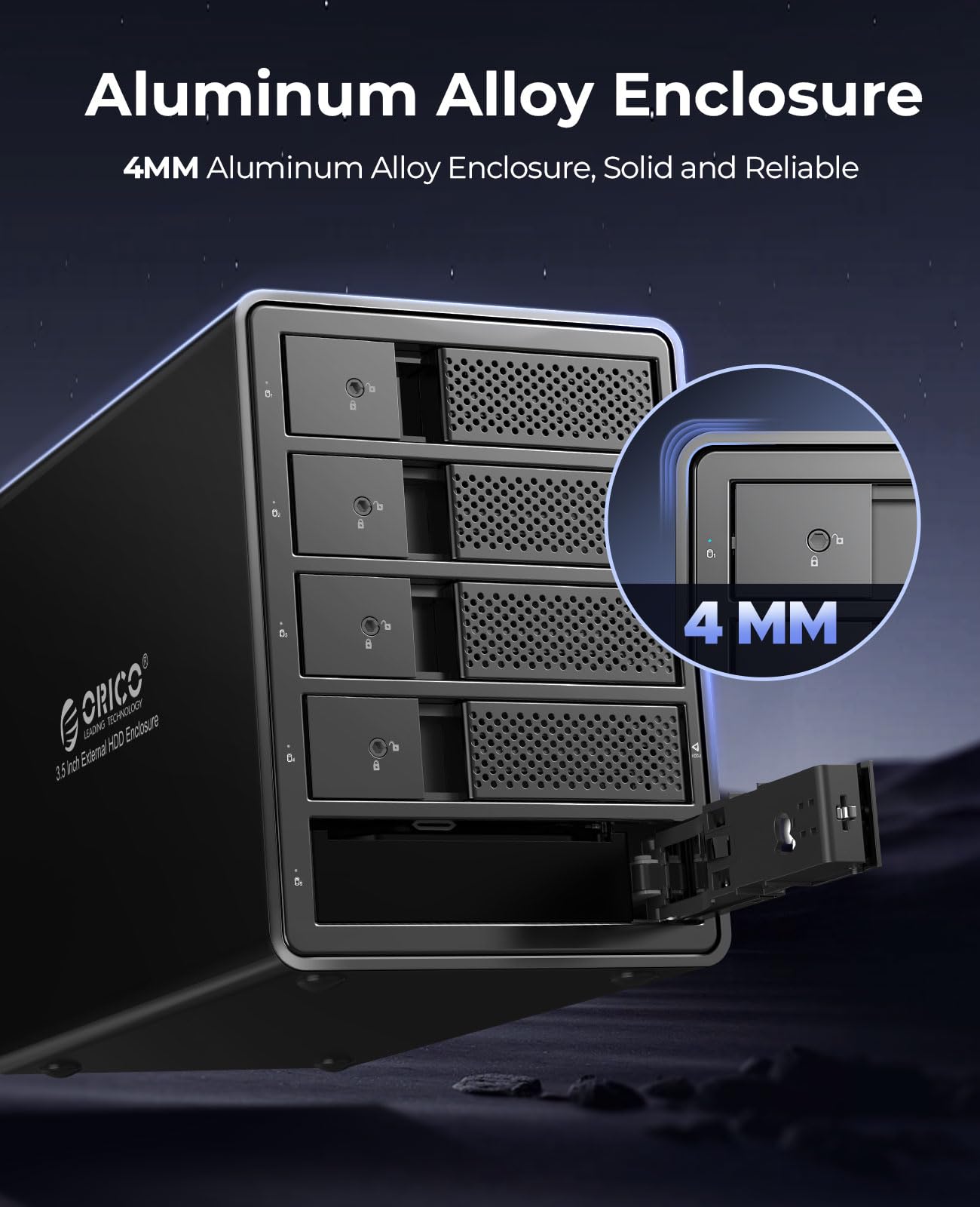 ORICO Boîtier Externe de 5 Disque Dur, USB 3.0 a SATA Aluminium Boîtier Disque Dur pour HDDs et SSDs 3,5 Pouces, 5x16TB(9558U3)