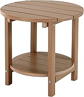 Vista 28 de LZRS Mesa Lateral Redonda Adirondack para Patio Mesa de Esquina, Mesas Laterales para Exteriores para Patio, Jardín, Piscina, Complemento