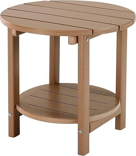 Miniatura 44 de LZRS Mesa auxiliar doble Adirondack, mesas auxiliares de exterior, mesas auxiliares para patio, jardín trasero, piscina, compañera de interior, Negro