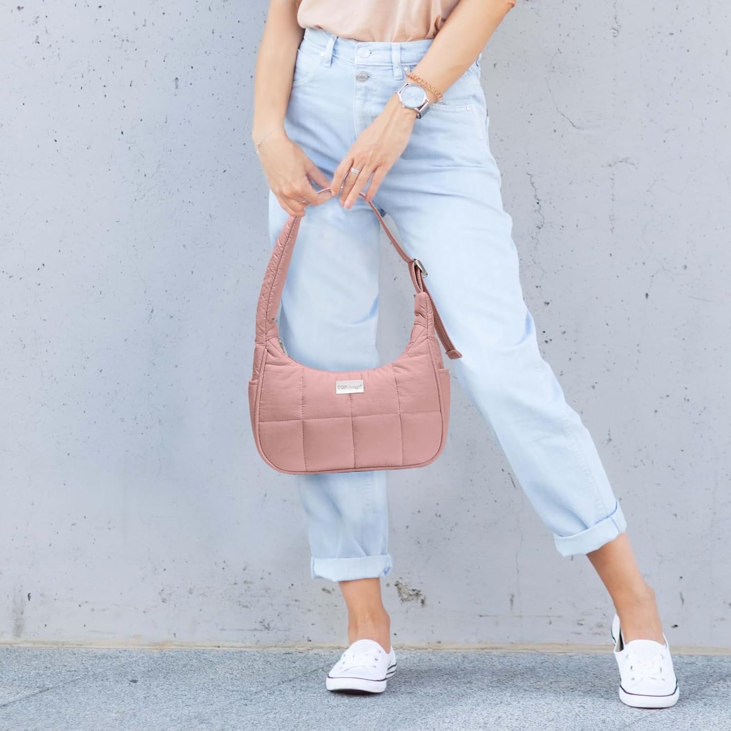 TOPDesign Quilted Puffer Shoulder Bag for Women, Trendy Lightweight Hobo Crescent Bag with Adjustable Strap - Image 3