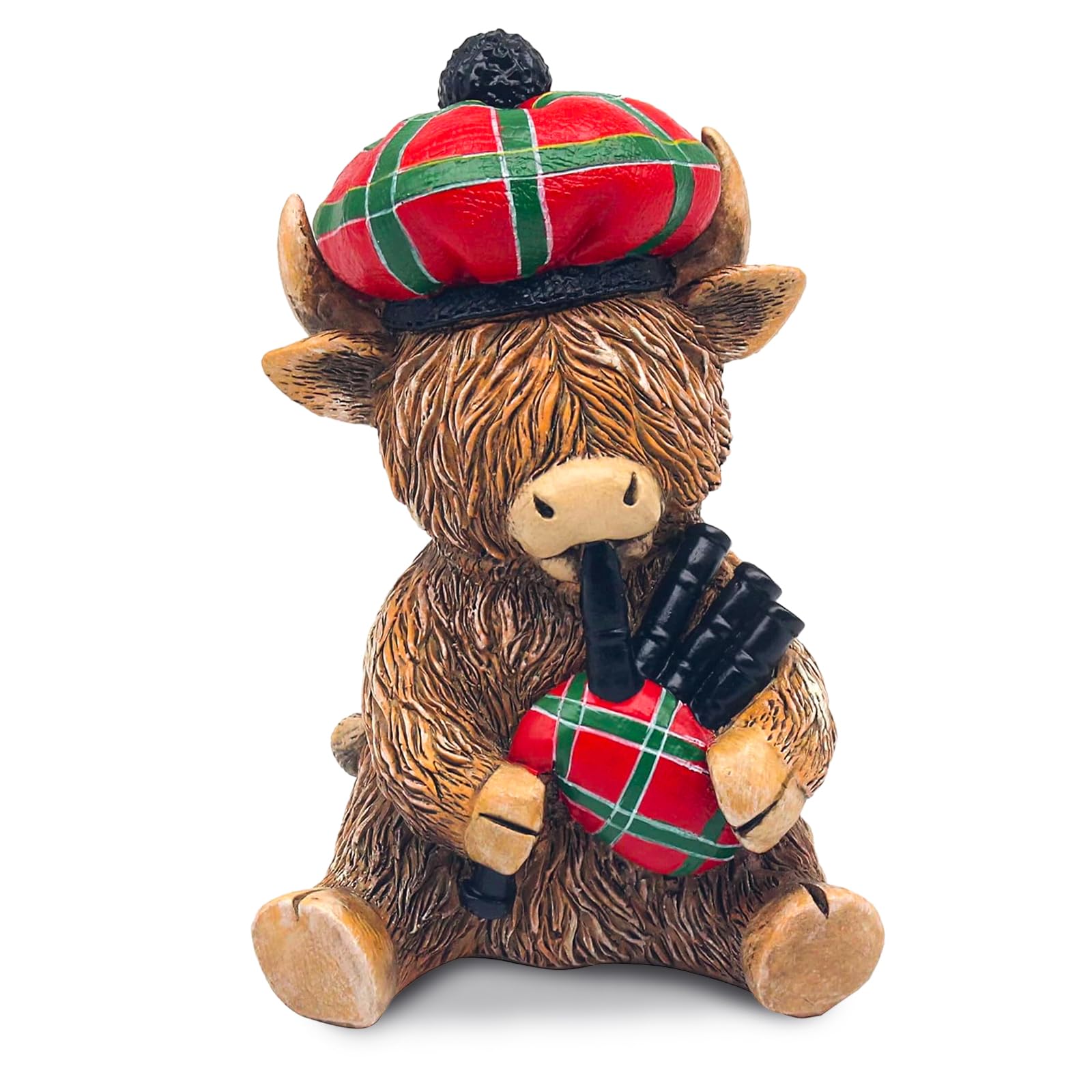 Cunegra Highland Cow Piper Ornament, 3D Wooden Ornaments for Living Room, Highland Cows Decor Resin Figurine for Kitchen Ornaments Bathroom Office decor