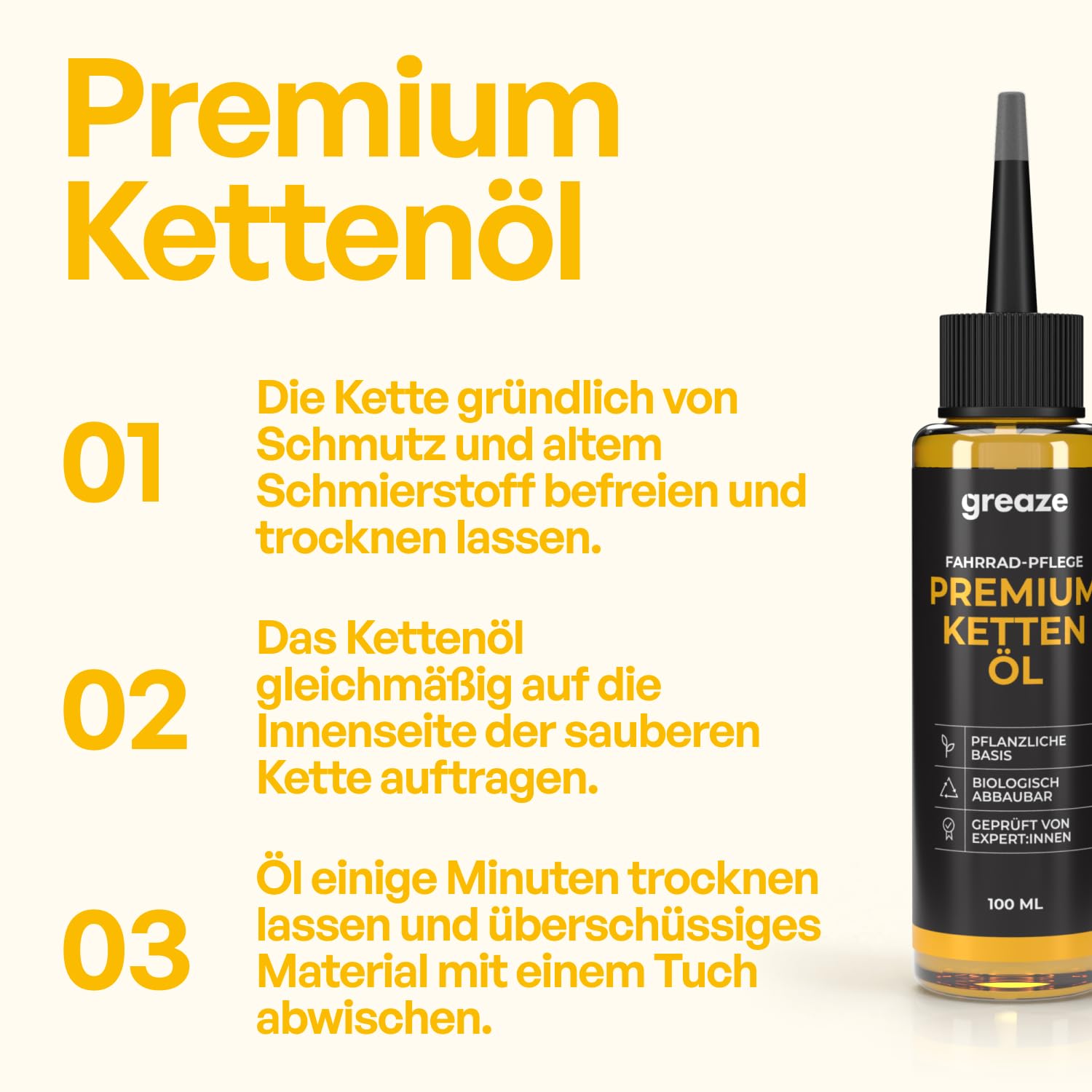 greaze Premium Fahrrad Kettenöl Reinigungsset Expert - nachhaltige Kettenpflege für dein Fahrrad - Fahrrad Kettenöl für die Fahrradkette - Kettenöl Fahrrad