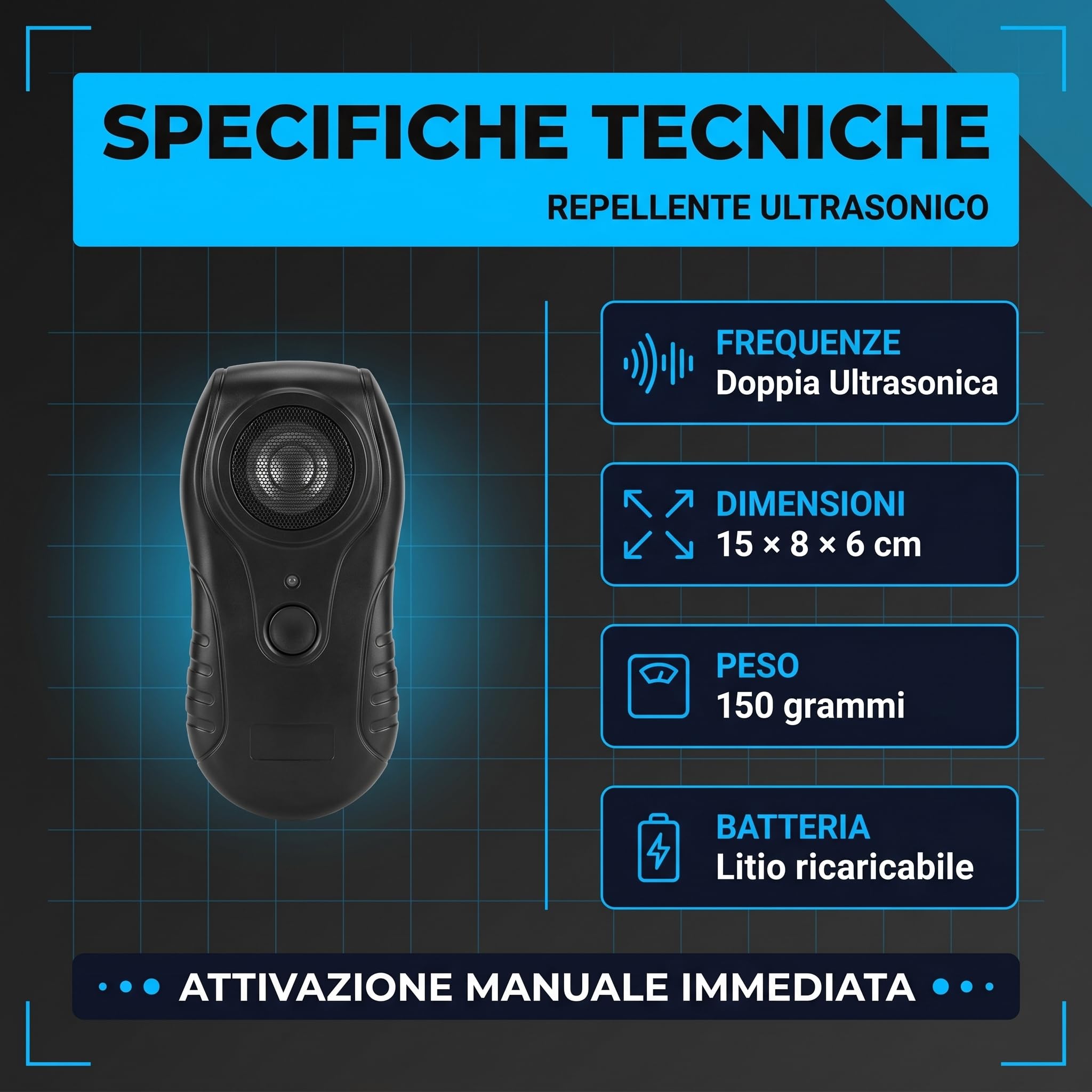 Repellente Ultrasonico Portatile per Cani Randagi - Dissuasore ad Ultrasuoni Doppia Frequenza con Torcia LED Integrata - Dispositivo Anti Abbaio Educativo Tascabile per Passeggiate e Corsa (Sonic Paw)