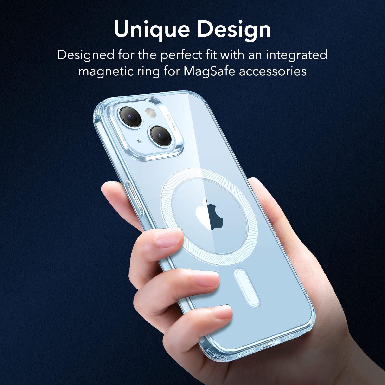ESR Cover per iPhone 14/13, Custodia in Silicone Trasparente con MagSafe, Cover Sottile Antiurto, Custodia per Telefono in TPU Trasparente Sottile Anti-Ingiallimento, Serie Zero, Blu