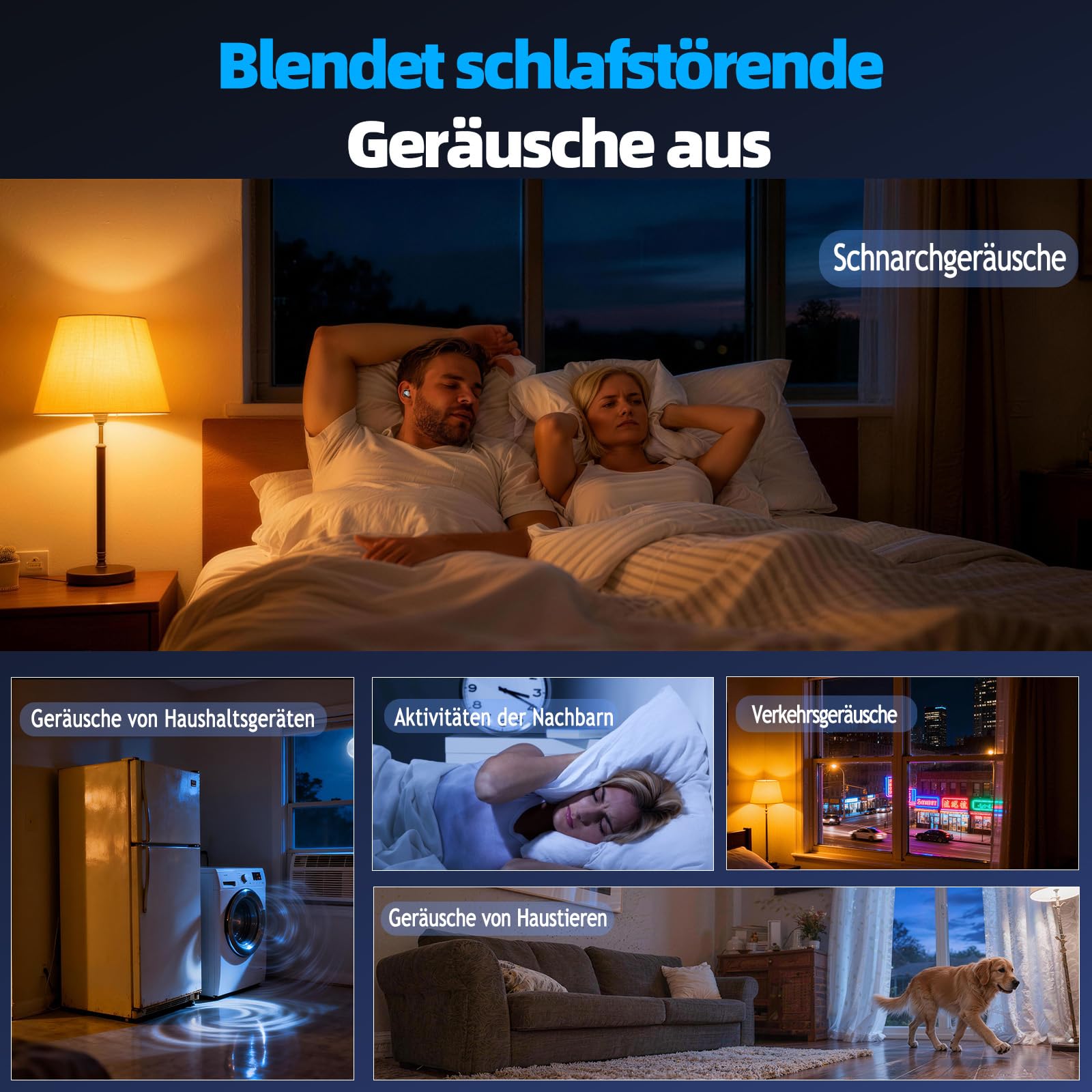 Bluetooth Kopfhörer Kabellos, Schlaf kopfhörer Seitenschläfer 2026, Schlafkopfhörer Bluetooth 5.4 mit White Noise, 6 EQ Sleep Earbuds, Mini Ohrhörer zum Schlafen 40Std, In Ear Kopfhörer LED